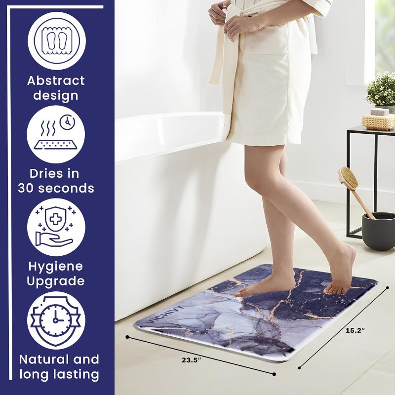 Photo 1 of Stone Bath Mat – Quick-Dry, Anti-Slip, Elegant – Ultra-Absorbent Diatomaceous Earth Bath Mat for Modern Bathrooms - Quick Drying Stone Mat Bathroom for Everyday Use 23.5x15.2''