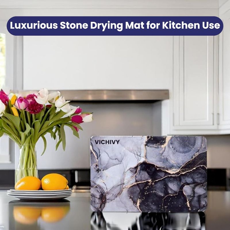 Photo 1 of Stone Bath Mat – Quick-Dry, Anti-Slip, Elegant – Ultra-Absorbent Diatomaceous Earth Bath Mat for Modern Bathrooms - Quick Drying Stone Mat Bathroom for Everyday Use 23.5x15.2''