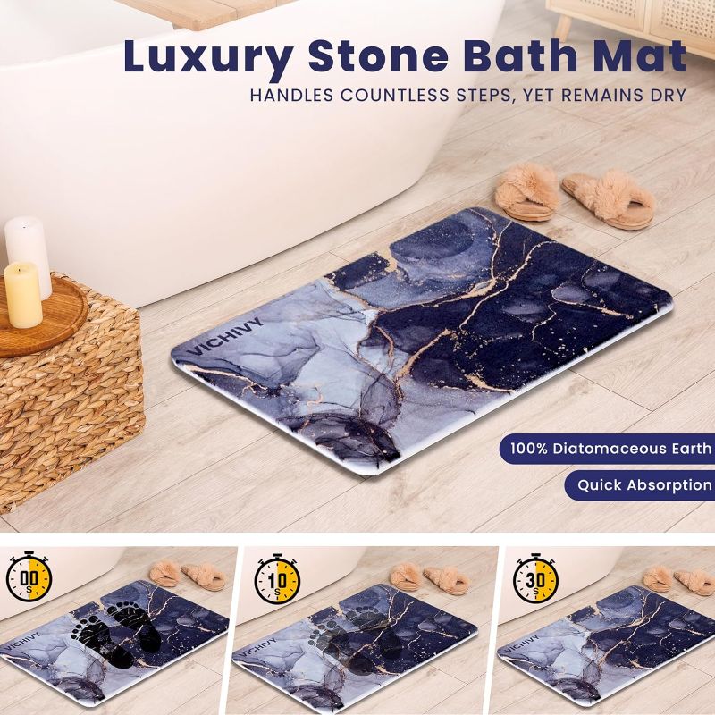 Photo 1 of Stone Bath Mat – Quick-Dry, Anti-Slip, Elegant – Ultra-Absorbent Diatomaceous Earth Bath Mat for Modern Bathrooms - Quick Drying Stone Mat Bathroom for Everyday Use 23.5x15.2''