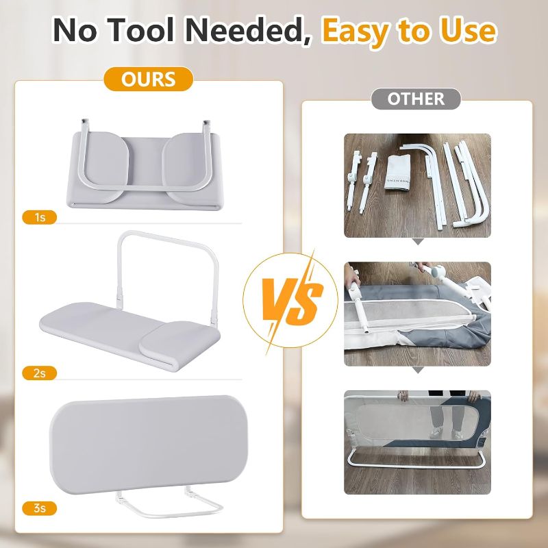 Photo 1 of Toddler Bed Rails for Travel - Baby Guard Bed Rail Portable for Crib, Twin, Queen, Full, King Size Beds - Easy to Assemble, Safety Bed Side Rail for Toddlers and Kids