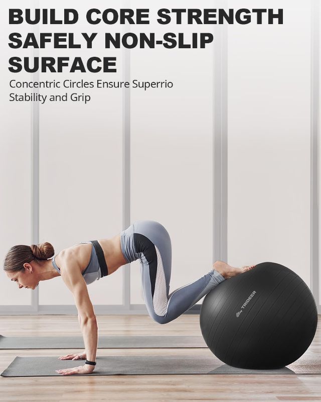 Photo 1 of Trideer Extra Thick Yoga Ball Exercise Ball, 5 Sizes Gym Ball, Heavy Duty Ball Chair for Balance, Stability, Pregnancy, Quick Pump Included