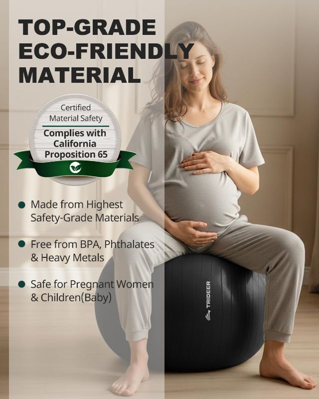 Photo 1 of Trideer Extra Thick Yoga Ball Exercise Ball, 5 Sizes Gym Ball, Heavy Duty Ball Chair for Balance, Stability, Pregnancy, Quick Pump Included