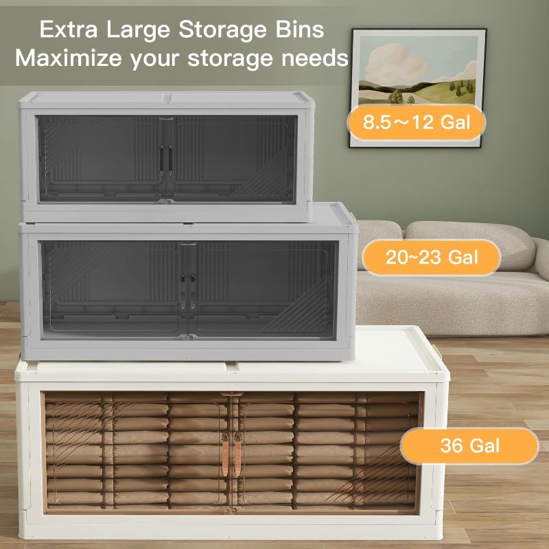 Photo 1 of 5Packs Stackable Storage Bins with Lid, 36 Gal Closet Organizer and Storaging Drawer, Collapsible Storage Box with Wheels, Plastic Clothes Storage Cabinet Containers for Home, Office, Dorm