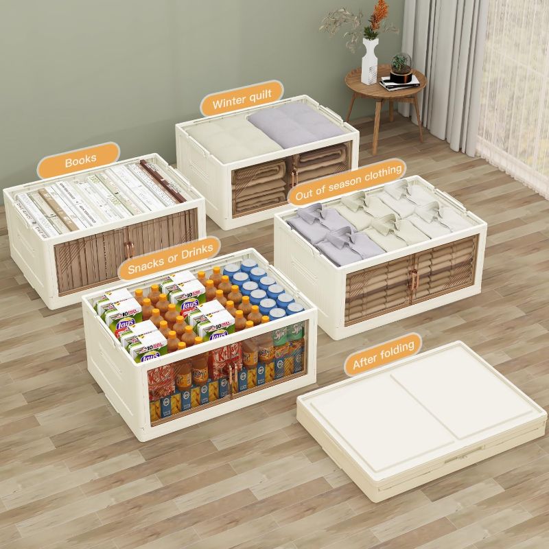 Photo 1 of 5Packs Stackable Storage Bins with Lid, 36 Gal Closet Organizer and Storaging Drawer, Collapsible Storage Box with Wheels, Plastic Clothes Storage Cabinet Containers for Home, Office, Dorm