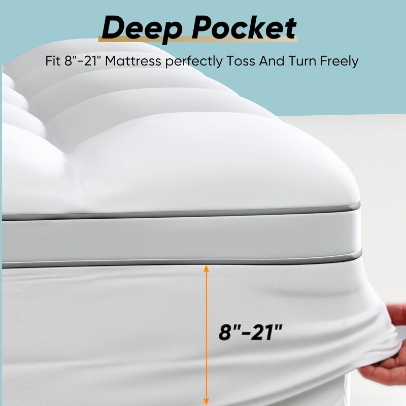 Photo 1 of Memory Foam Mattress Topper Queen Size, Dual Layer 4 Inch Mattress Pad,2 Inch Gel Memory Foam Plus 2 Inch Pillow Top Cover with 8-21 Inch Deep Pocket