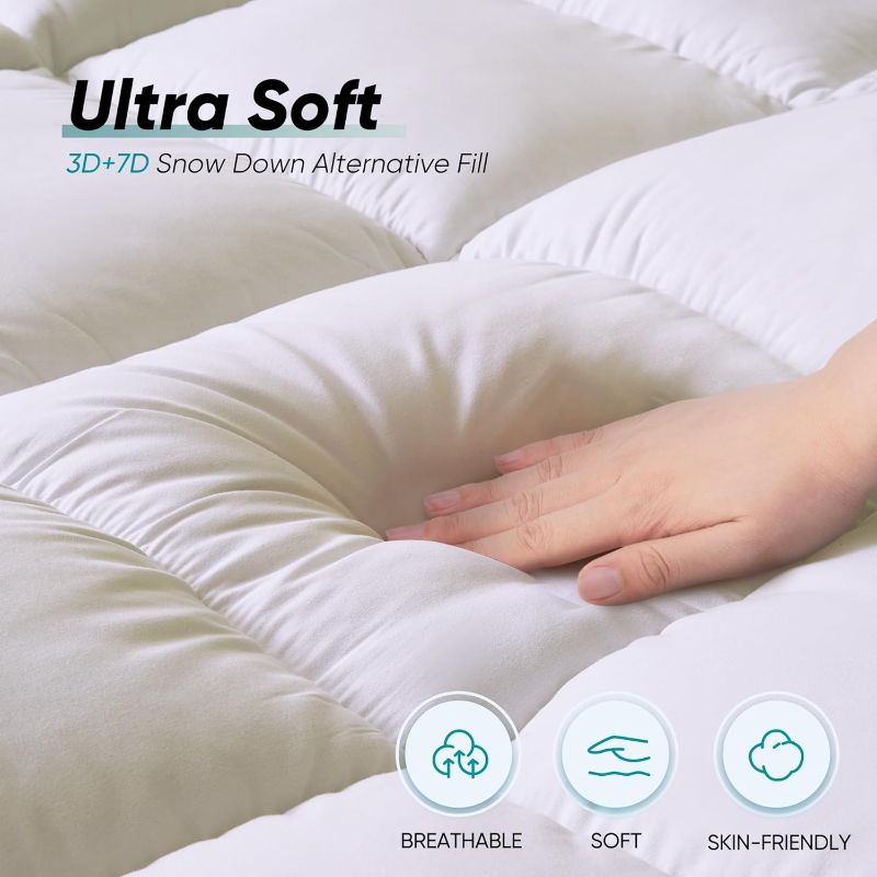 Photo 1 of Memory Foam Mattress Topper Queen Size, Dual Layer 4 Inch Mattress Pad,2 Inch Gel Memory Foam Plus 2 Inch Pillow Top Cover with 8-21 Inch Deep Pocket