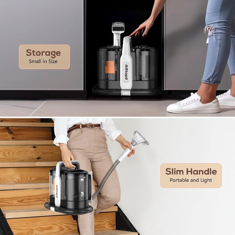 Photo 1 of Portable Carpet & Upholstery Spot Cleaner, 15Kpa Powerful Suction & Spot Remover, Deep Stain Cleaning for Carpet, Car Seats, Pets, Stairs, Couches, with Dual Size BrushHead