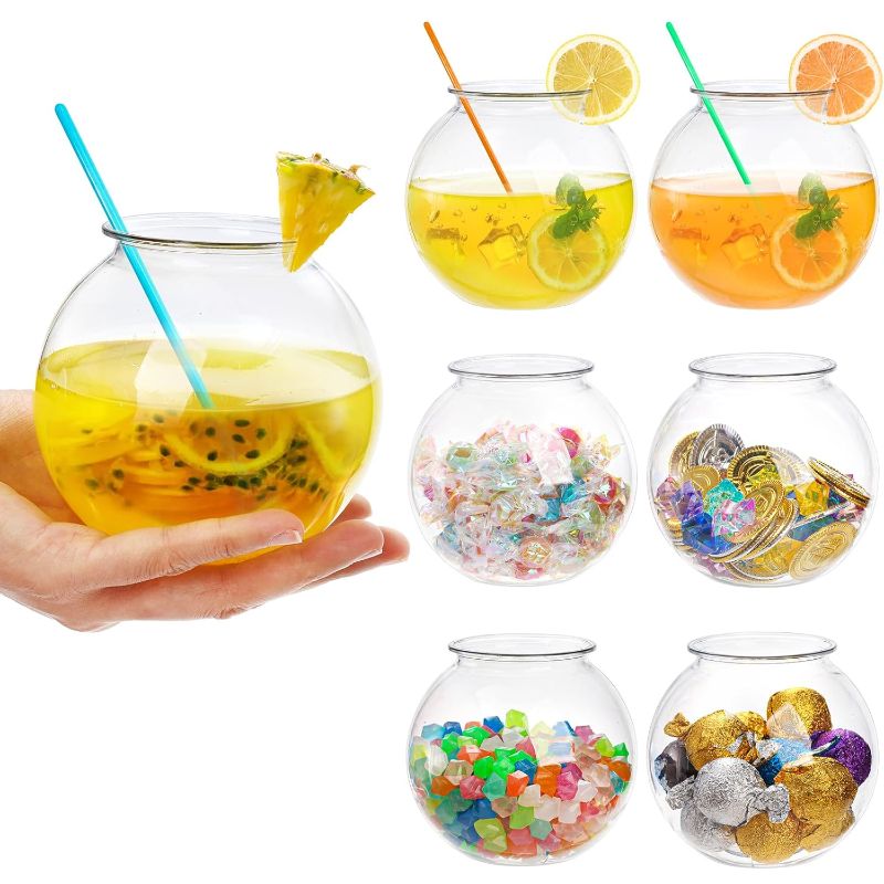 Photo 1 of Okllen 12 Pack Plastic Ivy Bowls, 16 Oz Round Fish Bowl Unbreakable Vases Bowls for Home Decor, Carnival Games, Candy, Party Favors, Centerpiece, BPA Free, Clear