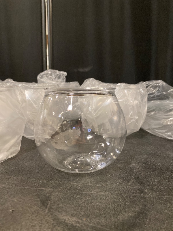 Photo 1 of Okllen 12 Pack Plastic Ivy Bowls, 16 Oz Round Fish Bowl Unbreakable Vases Bowls for Home Decor, Carnival Games, Candy, Party Favors, Centerpiece, BPA Free, Clear