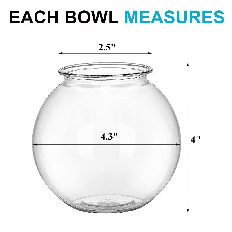 Photo 1 of Okllen 12 Pack Plastic Ivy Bowls, 16 Oz Round Fish Bowl Unbreakable Vases Bowls for Home Decor, Carnival Games, Candy, Party Favors, Centerpiece, BPA Free, Clear