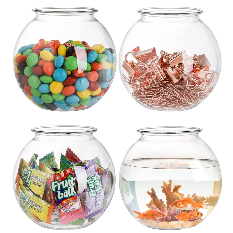 Photo 1 of Okllen 12 Pack Plastic Ivy Bowls, 16 Oz Round Fish Bowl Unbreakable Vases Bowls for Home Decor, Carnival Games, Candy, Party Favors, Centerpiece, BPA Free, Clear
