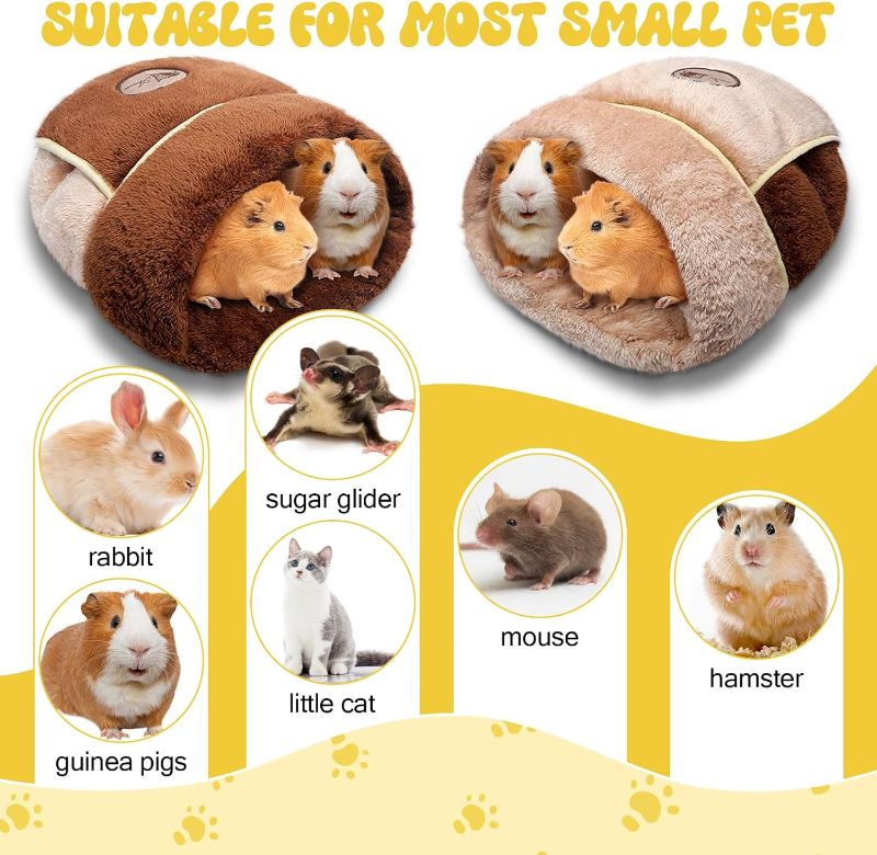 Photo 1 of Wenqik 2 Pcs Guinea Pig Bed Cuddle Warm Hideout Small Animal Sack Cozy House Bedding Sleeping Cushion Portable Pet Carrier Cage Nest for Rabbit Hamster Rat
