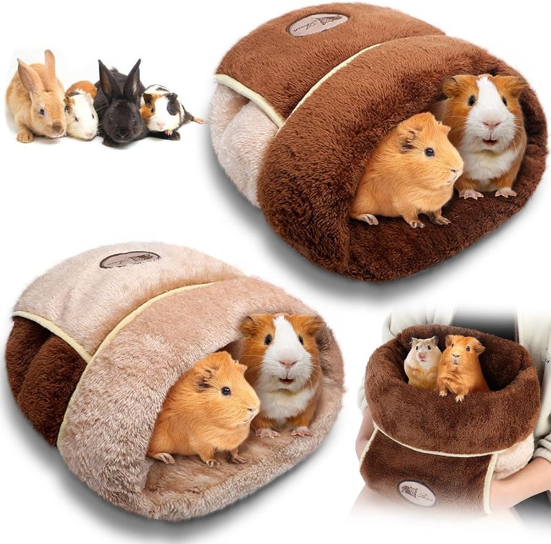 Photo 1 of Wenqik 2 Pcs Guinea Pig Bed Cuddle Warm Hideout Small Animal Sack Cozy House Bedding Sleeping Cushion Portable Pet Carrier Cage Nest for Rabbit Hamster Rat