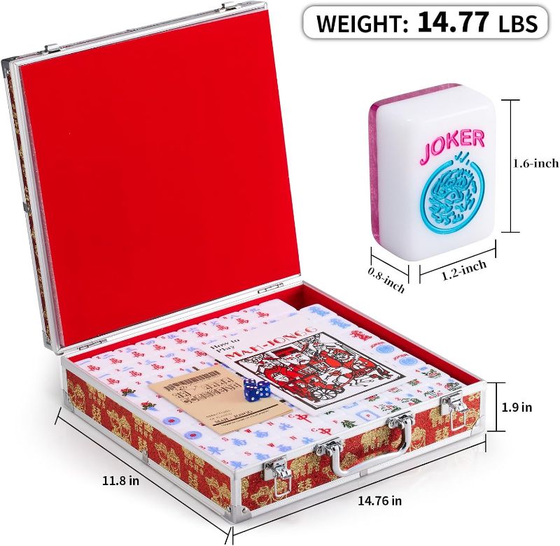 Photo 1 of American Mahjong Set 174 Acrylic Mahjong Tiles 1.6 "Large American Mahjong Game Set with Mahjong Gift Box