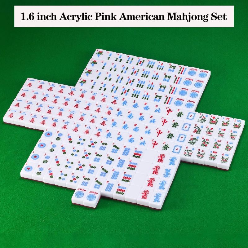 Photo 1 of American Mahjong Set 174 Acrylic Mahjong Tiles 1.6 "Large American Mahjong Game Set with Mahjong Gift Box