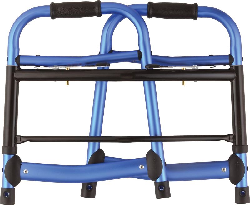 Photo 1 of NOVA Medical Products Folding Walker with 5” Front Wheels, Glide Skis and Mobility Bag, Portable and Great for Travel, Blue