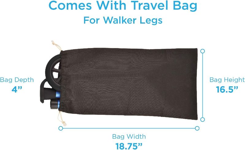Photo 1 of NOVA Medical Products Folding Walker with 5” Front Wheels, Glide Skis and Mobility Bag, Portable and Great for Travel, Blue