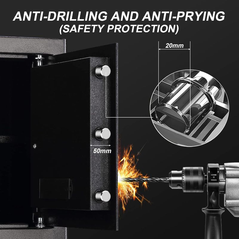 Photo 1 of Tenamic Fireproof Waterproof Home Safe 2.0 Cuft - Keypad Large Lock Box Cabinet, Solid Alloy Steel for Office, Hotel - Black