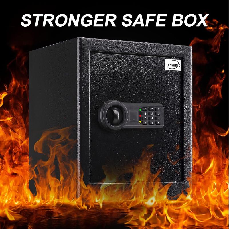 Photo 1 of Tenamic Fireproof Waterproof Home Safe 2.0 Cuft - Keypad Large Lock Box Cabinet, Solid Alloy Steel for Office, Hotel - Black