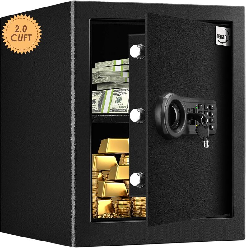 Photo 1 of Tenamic Fireproof Waterproof Home Safe 2.0 Cuft - Keypad Large Lock Box Cabinet, Solid Alloy Steel for Office, Hotel - Black
