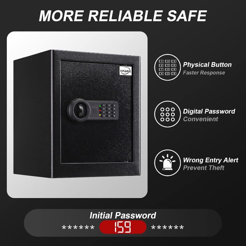Photo 1 of Tenamic Fireproof Waterproof Home Safe 2.0 Cuft - Keypad Large Lock Box Cabinet, Solid Alloy Steel for Office, Hotel - Black