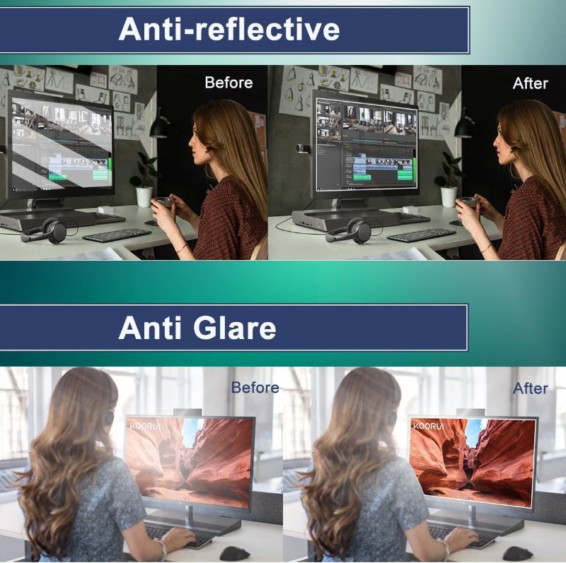 Photo 1 of 27 inch Anti-Glare Blue Light Blocking Screen Protector for 27" Sceptre/Dell/Asus/Acer/ViewSonic/Samsung/Aoc/HP/LG Computer with 16:9 Aspect Ratio