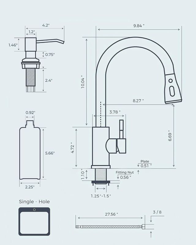 Photo 1 of FORIOUS Kitchen Faucets with Soap Dispenser and Pull Down Sprayer, Brushed Nickel, Bar High Arc Single Handle Classic 3 Modes Stainless Steel Faucet for Kitchen Sink Farmhouse RV Laundry Camper