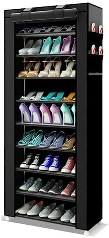 Photo 1 of PENGKE 9-Tier Shoe Storage Organizer with Dustproof Cover - Closet Cabinet Shelf Holds up to 27 Pairs - for Doorway, Corridor, Balcony, Living Room - Black