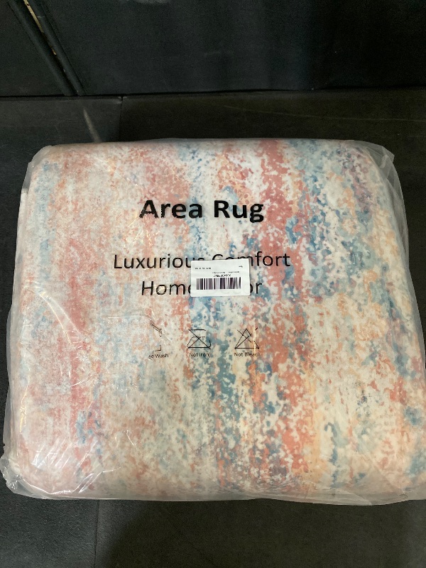 Photo 1 of Beeiva Abstract Large Carpet for Living Room 8x10, Modern Washable Non Slip Area Rugs, Ultra Thin Foldable Lightweight Low Pile Rug for Dining Room Bedroom Playroom Office - Ivory Blue