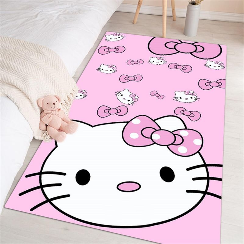 Photo 1 of Pink Washable Runner Rug 2' x 5' 3" Cute Cartoon Kitten Face Pattern Non-Slip Area Rugs Kawaii Carpet Home Decor Carpet for Living Room Bedroom Entryway Rug