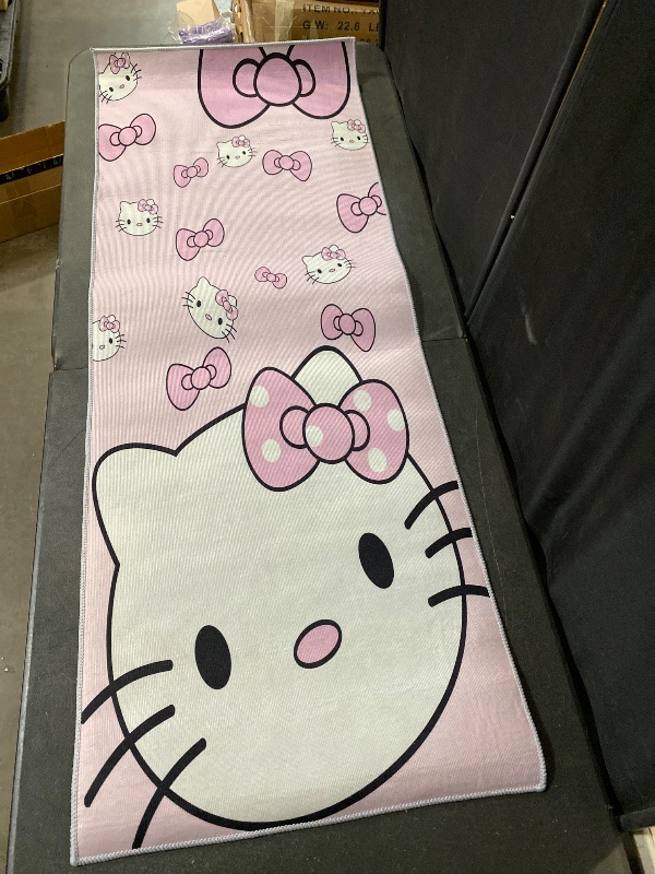 Photo 1 of Pink Washable Runner Rug 2' x 5' 3" Cute Cartoon Kitten Face Pattern Non-Slip Area Rugs Kawaii Carpet Home Decor Carpet for Living Room Bedroom Entryway Rug