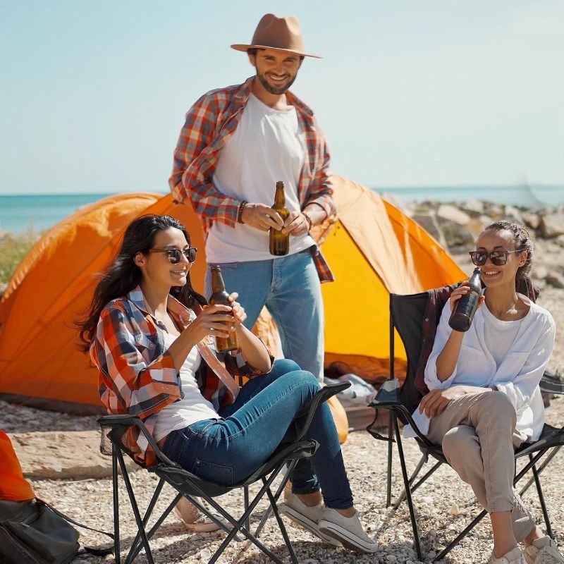 Photo 1 of 2 Pack Lightweight Camping Chairs for Adults & Teens, 250LBS Capacity Foldable Portable Chairs with Carry Bag, Compact Design for Camping, Beach, Picnics, and Outdoor Events