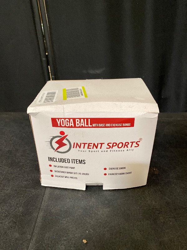 Photo 1 of INTENT SPORTS Yoga Ball Chair – Stability Ball with Inflatable Stability Base & Resistance Bands, Fitness Ball for Home Gym, Office, Improves Back Pain, Core, Posture & Balance (65 Cm)