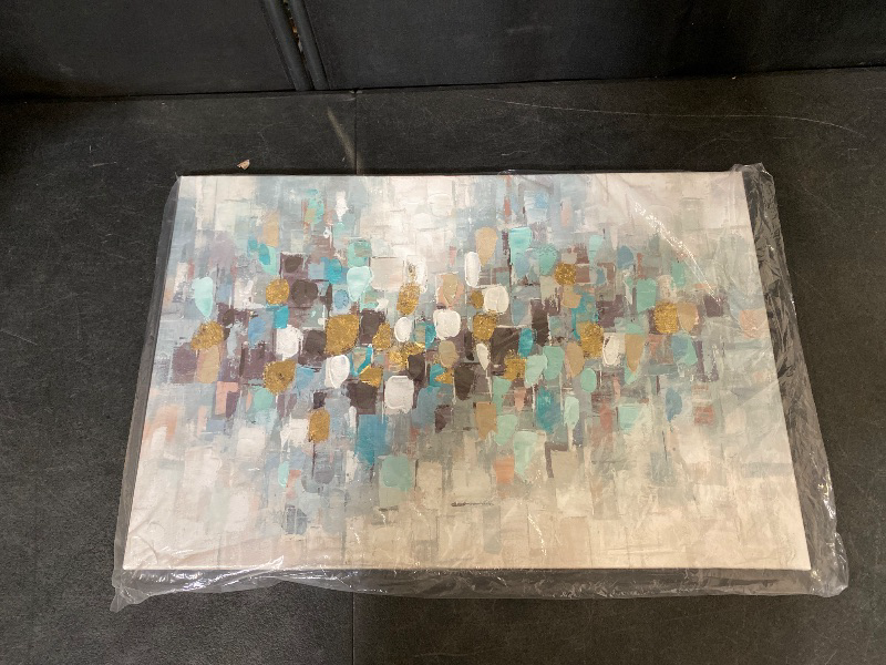 Photo 1 of arttitue Abstract Teal Canvas Art Painting: Contemporary Hand Painted Artwork Picture Modern Bedroom Living Room Wall Decoration Home Office Decor 24"x16"