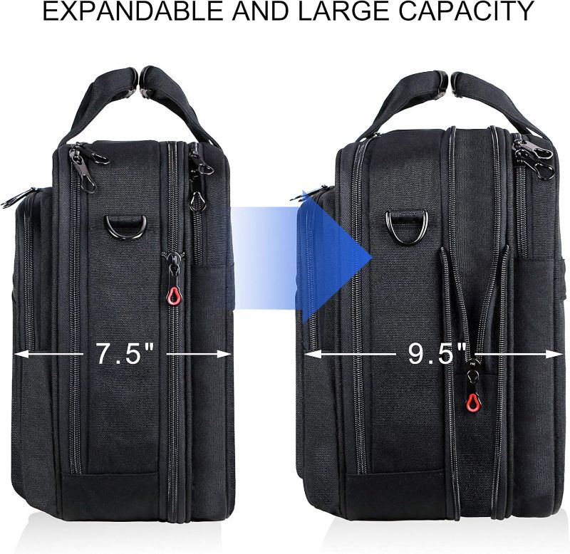 Photo 1 of KROSER Laptop Bag Premium Laptop Briefcase Fits Up to 17.3 Inch Laptop Expandable Water-Repellent Shoulder Messenger Bag Computer Bag with RFID Pockets for Travel/Business/Men/Women-Black