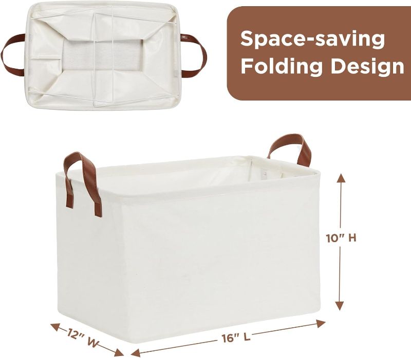 Photo 1 of DULLEMELO Large Fabric Storage Bins Set of 2 Rectangle Closet Baskets for Clothes, Towels, Shoes, Natural Color
