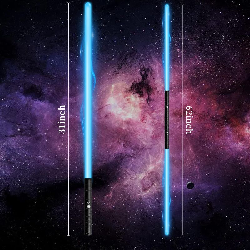 Photo 1 of Lightsaber 2 Pack RGB 15 Colors Metal Hilt FX Light Saber attery Rechargable 2-in-1 Double-Bladed FX Dueling Light Saber Cosplay Toy 3 Sound Mode Light Sword Forge