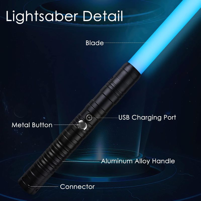 Photo 1 of Lightsaber 2 Pack RGB 15 Colors Metal Hilt FX Light Saber attery Rechargable 2-in-1 Double-Bladed FX Dueling Light Saber Cosplay Toy 3 Sound Mode Light Sword Forge