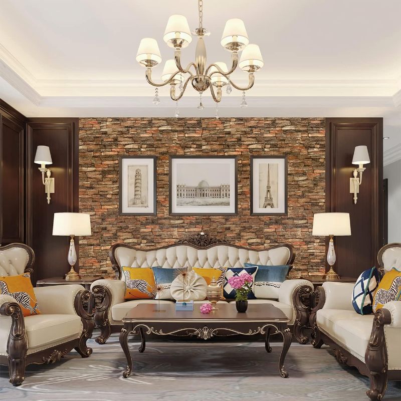 Photo 1 of Yutianli 7mm Thick Anti-Collision self Adhesive 3D Wall Panels Peel and Stick,10-Pack 57 Sq.Ft Antique Faux Brick Wall Panels Foam Faux Stone Wallpapers for Bedroom (10, Style A)