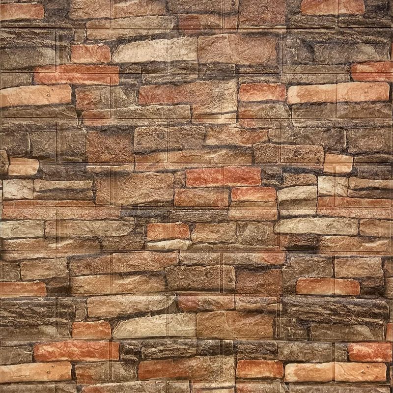 Photo 1 of Yutianli 7mm Thick Anti-Collision self Adhesive 3D Wall Panels Peel and Stick,10-Pack 57 Sq.Ft Antique Faux Brick Wall Panels Foam Faux Stone Wallpapers for Bedroom (10, Style A)