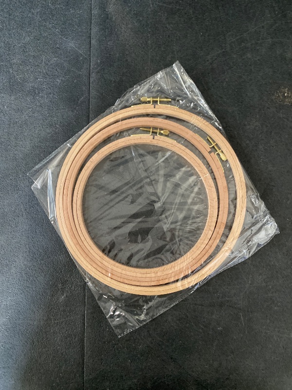 Photo 1 of Sherbo 3 Pieces Beech Wood Embroidery Hoops Set by 7 Inch to 9 Inch Circle Hoop Ring Cross Stitch Cotton for DIY Embroidery Floss Starter of Sewing Art Kits Crafts (BeechHoop 7-9)
