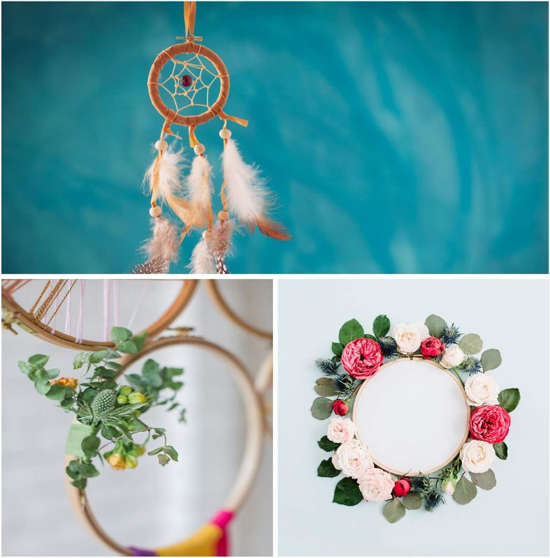 Photo 1 of Sherbo 3 Pieces Beech Wood Embroidery Hoops Set by 7 Inch to 9 Inch Circle Hoop Ring Cross Stitch Cotton for DIY Embroidery Floss Starter of Sewing Art Kits Crafts (BeechHoop 7-9)