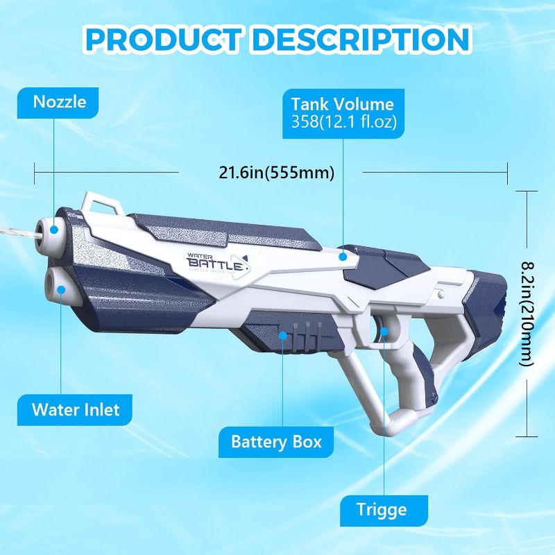 Photo 1 of Electric Water Gun,Squirt Gun Toy,Automatic Suction Water Gun Blaster up to 50 FT Long Range,Outdoor Beach Party Water Shooting Game Toy,Ideal Summer Gift for Kids & Adults(Dark Blue)