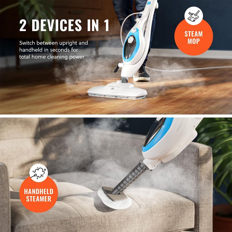 Photo 1 of PurSteam 10-in-1 Steam Mop, Floor Steamer with Detachable Handheld Steam Cleaner for Tile, Hardwood Floors