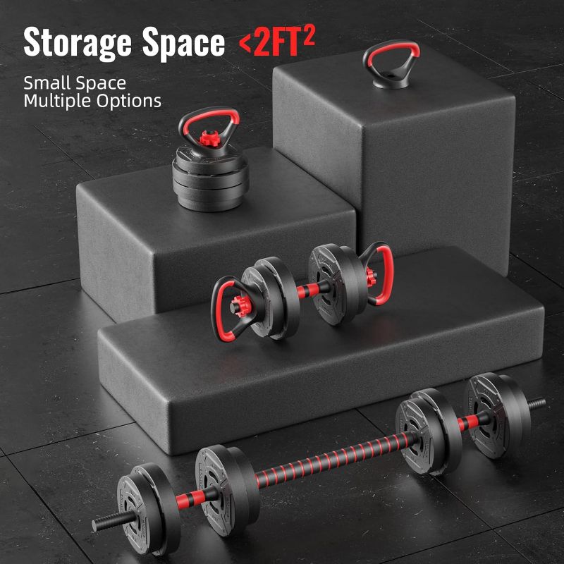 Photo 1 of Adjustable Dumbbell Set, 40lbs or 60lbs Free Weights Set with Connector, 2 in 1 or 4 in 1 Changeable Dumbbells and Barbell for Exercise and Fitness