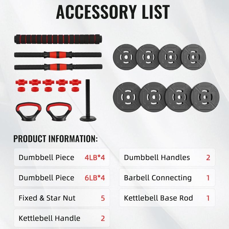Photo 1 of Adjustable Dumbbell Set, 40lbs or 60lbs Free Weights Set with Connector, 2 in 1 or 4 in 1 Changeable Dumbbells and Barbell for Exercise and Fitness