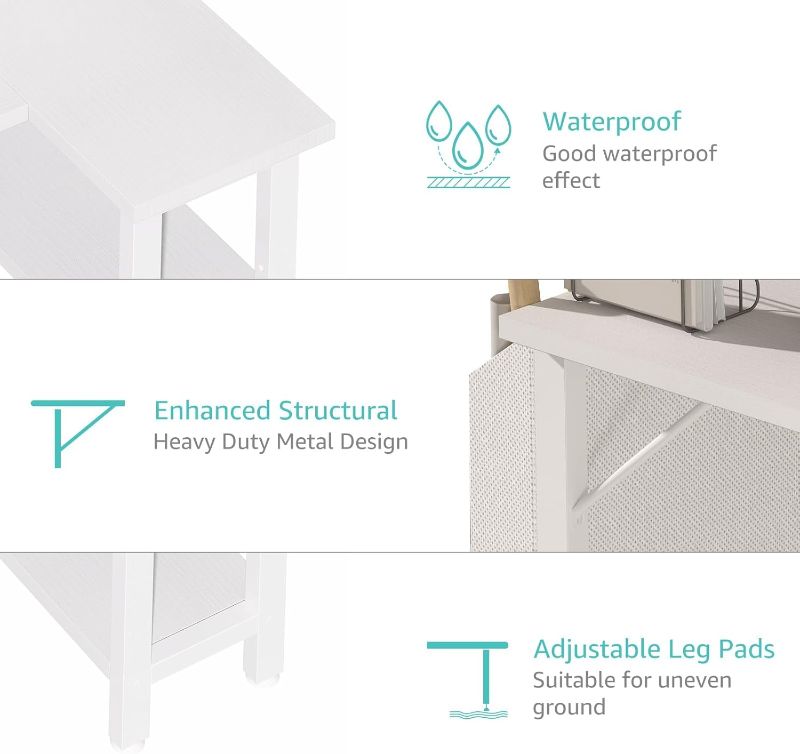 Photo 1 of Lufeiya White L Shaped Computer Desk with Power Outlet Shelves, 47 Inch Corner Desk for Home Office Bedroom, L-Shaped Study Writing Working PC Desks, White