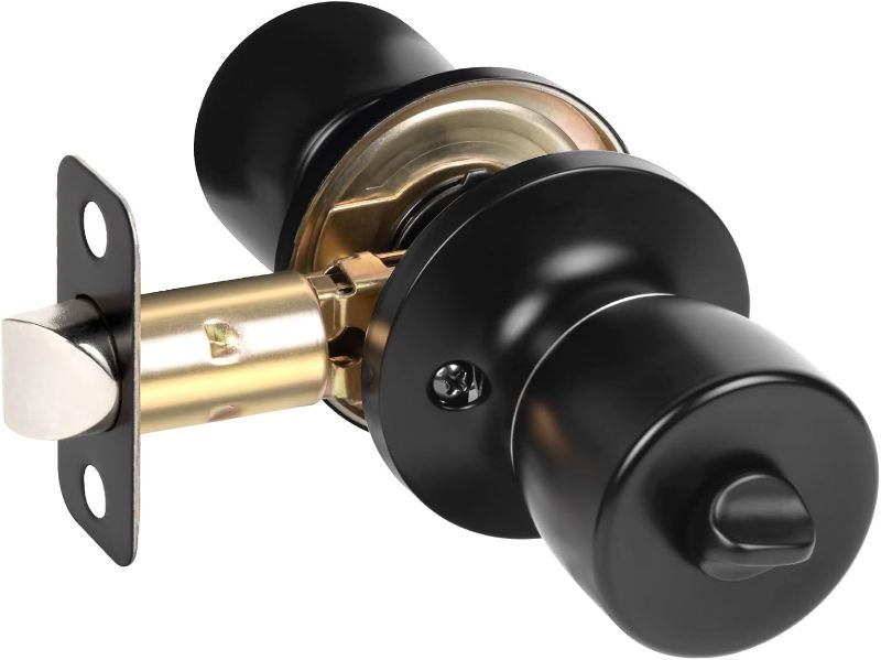 Photo 1 of HOSOM Privacy Door Knob, Matte Black Door Knob Set, Black Door Handles Interior, Keyless Doorknobs Interior Door Lock for Bedroom, Bathroom, 1 Pack