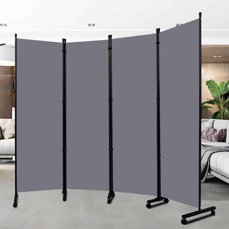 Photo 1 of Room Divider Portable 88'' Partition Room Dividers and Folding Privacy Screens 4 Panel Wall Divider for Room Separation?Freestanding Fabric Room Divider Panel with Wheels for Home Office Hospital