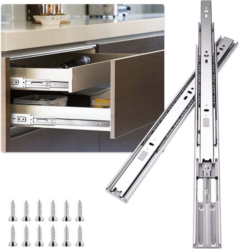 Photo 1 of 22 inch Drawer Slides 4 Pairs (8pcs) Soft Self Close Full Extension Ball Bearing Drawer Rails Side Mount Metal Dresser Runners for File Cabinet Trash Can Kitchen Wardrobe Glides 22" 100 LB Capacity